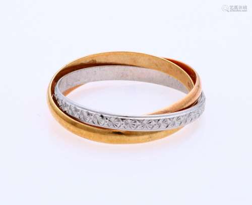 Gold tricolor ring, with white/yellow/rose gold