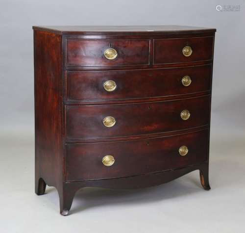 A Regency mahogany bowfront chest of drawers with pressed br...