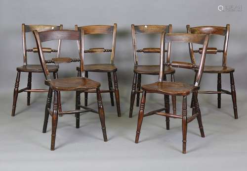 A near set of six 19th century ash and elm bar back kitchen ...