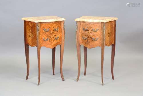 A pair of late 20th century French kingwood and foliate inla...