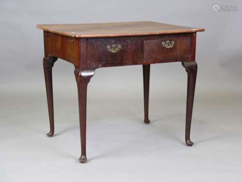 A George II mahogany silver table, fitted with two opposing ...