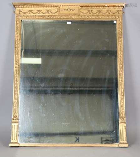 A late 19th century gilt composition overmantel mirror, the ...
