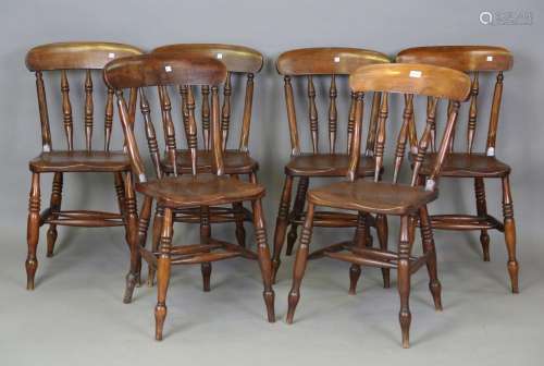 A set of six early 20th century ash and elm stick back kitch...