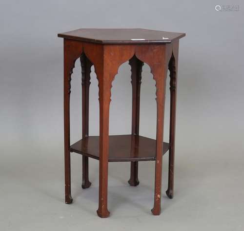 An early 20th century 'Moorish' mahogany hexagonal occasiona...