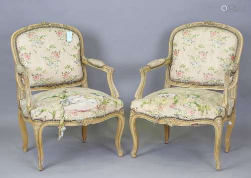 A pair of early/mid-20th century French painted showframe fa...