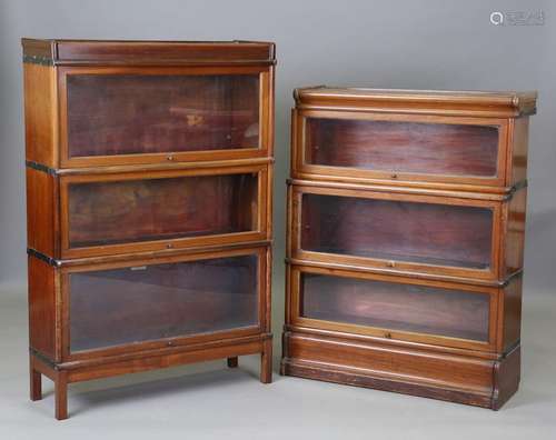 Two early 20th century mahogany Globe Wernicke three-section...