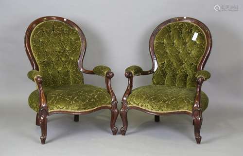 A pair of 20th century Victorian style stained beech showfra...