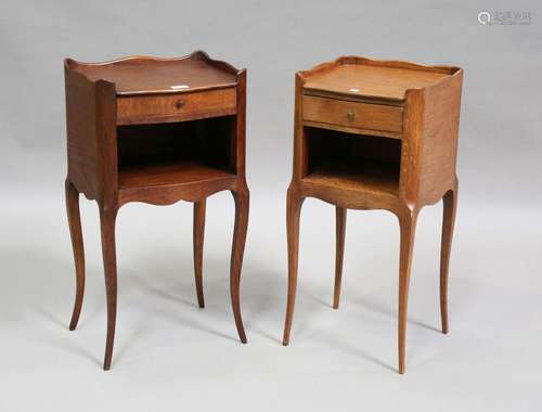 Two similar 20th century French oak bedside cabinets with ga...