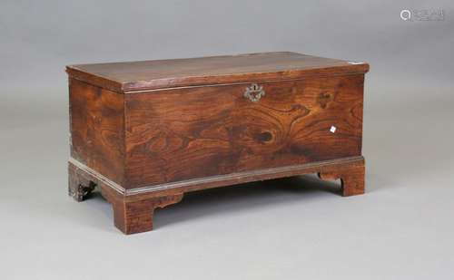 A 19th century provincial elm trunk, the hinged lid enclosin...