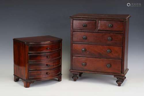 A late 19th mahogany table-top chest of drawers, height 37cm...