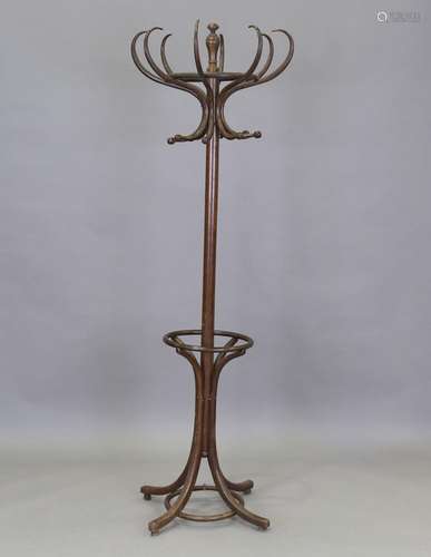 A late 19th century bentwood hatstand, possibly by Thonet, h...