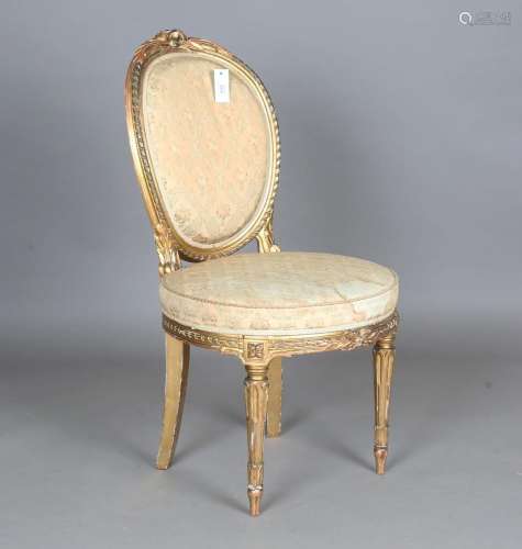 A late 19th century French giltwood showframe side chair, fi...