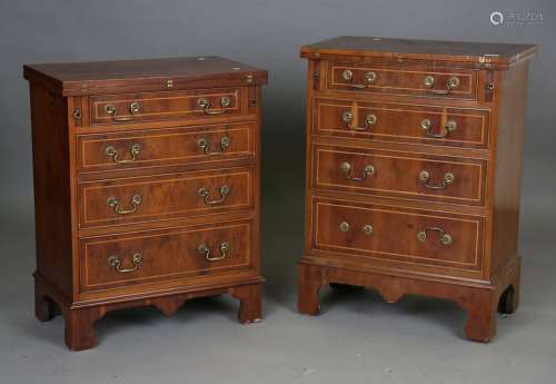 A graduated near pair of late 20th century reproduction yew ...