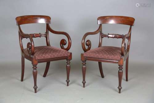 A set of eight William IV mahogany bar back dining chairs, w...