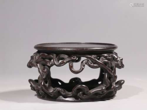 Chinese Zitan Wood Hand Carved Stand