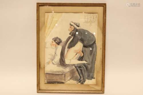 Erotic Water Color Painting, 19th.C