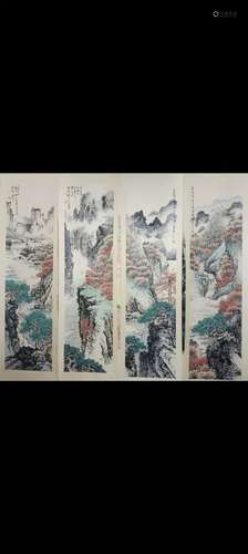 Chinese Ink Color Scroll Painting Set