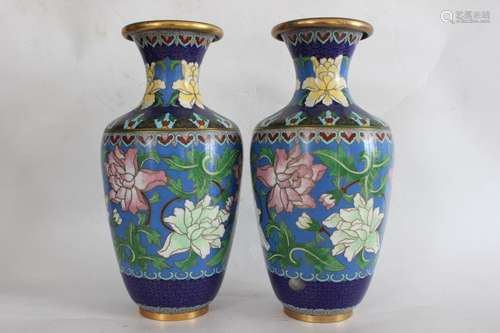 Pair of Chinese Cloisonne Vases