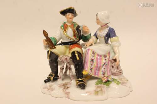 Porcelain Group of Couple,Signed
