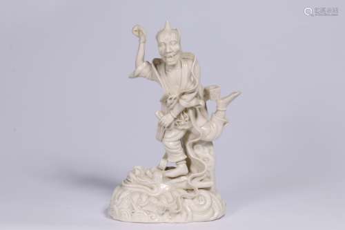 Chinese White Glazed Porcelain Kuixing Figural