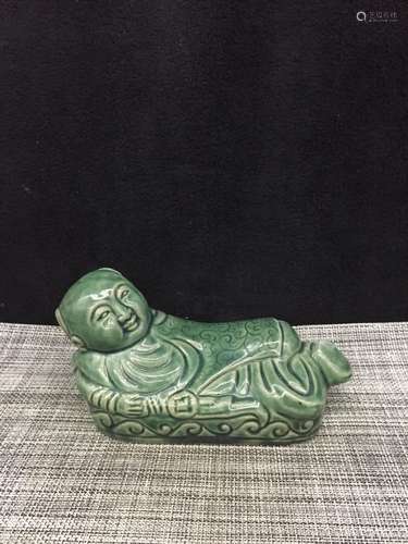 Chinese Green Ceramic Pillow