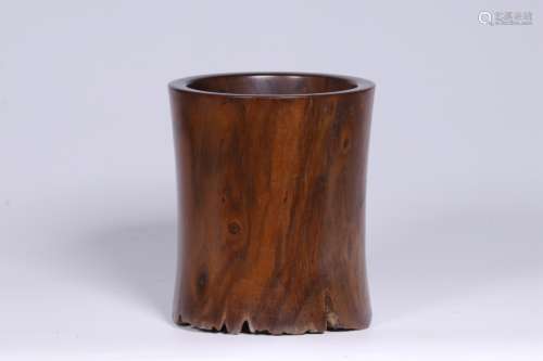 Chinese Huali Wood Carved Brushpot