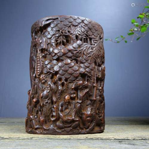 Chinese Bamboo Carved Brushpot