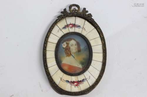 19th.C German Portrait Painting in Framed