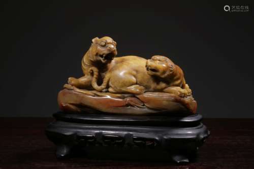 Chinese Shoushan Soapstone Carved Beast