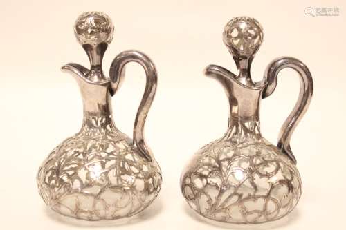 Pair of Silver and Glass Decanter
