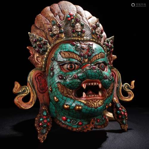 Painted Bronze Buddha Mask