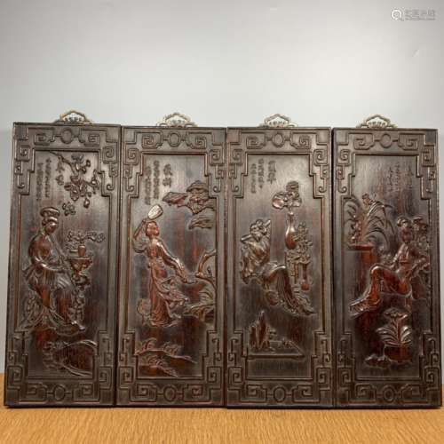 Chinese Wood Carved Wall Screen