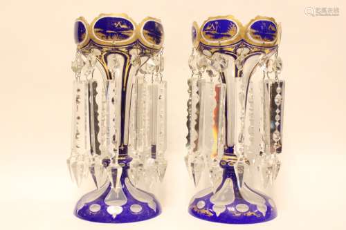 Pair of Fine 3 Layer Glass Luster Vases