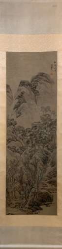 Chinese Ink Color Landscape Scroll Painting