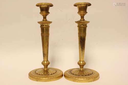 Pair of Bronze Candle Stick, 19th.C