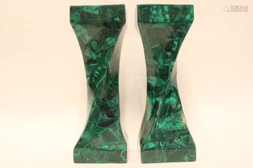 Pair of Good Malachite Candle Holder