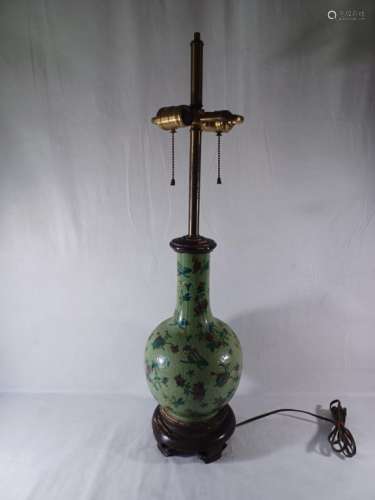 Antique Japanese Famille Rose Porcelain Desk Lamp