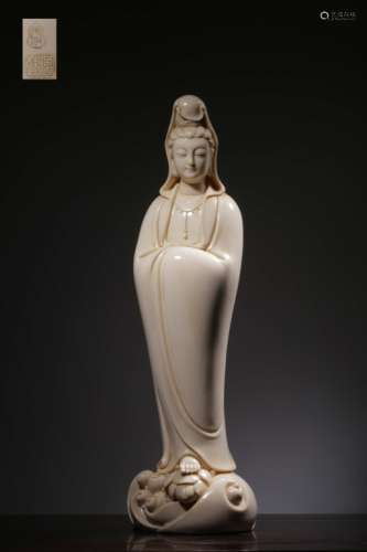 Chinese Blanc De Porcelain Standing Guanyin,Mark
