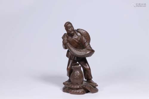 Chinese Wood Carved Fisher