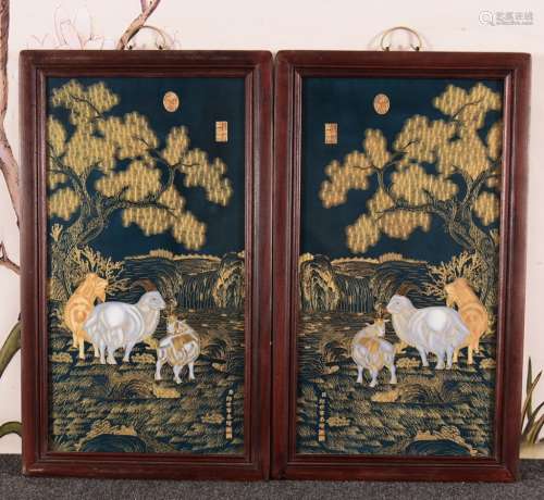 Pair of Chinese Porcelain Wall Panel