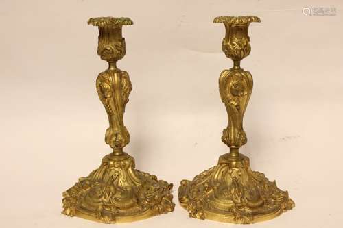 Pair of 19th.C Bronze Candle Stick