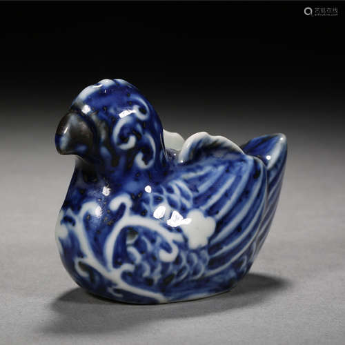 Qing Dynasty of China,Blue and White Mandarin Duck Water Dro...