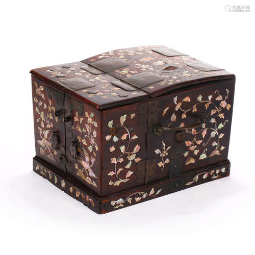 Qing Dynasty of China,Blackwood Inlaid Snail Treasure Chest