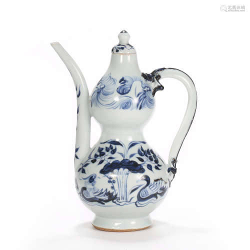 Yuan Dynasty of China, Blue and White Mandarin Duck Holding ...