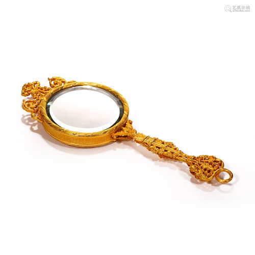 Europe,Royal Silver Gilt Carved Dressing Mirror