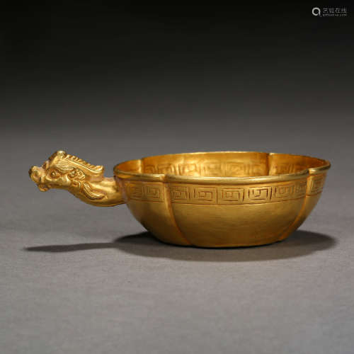 Liao Dynasty of China,Pure Gold Dragon Head Cup