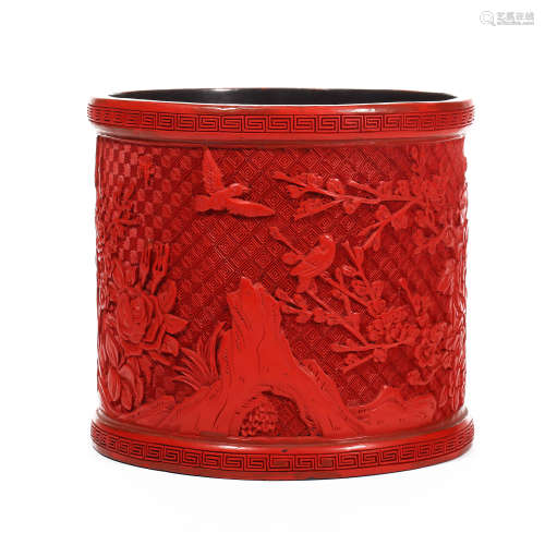 Qing Dynasty of China,Carved Lacquerware Pen Holder