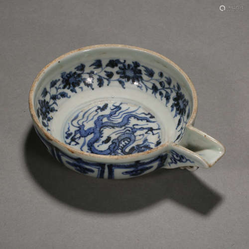 Yuan Dynasty of China, Blue and White Flower Dragon Pattern ...