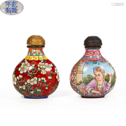 Qing Dynasty of China,Painted Enamel Snuff Bottle