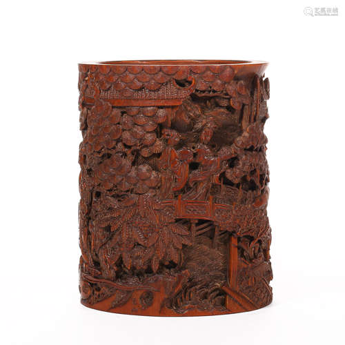 Qing Dynasty of China,Bamboo Carved Character Pen Holder